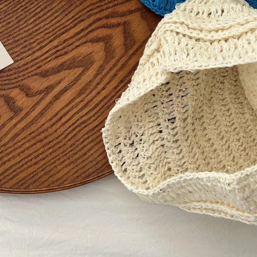 Вязаные шапки с цветами, ажурная шапка крючком с пайетками, шапка-бини в стиле Y2k