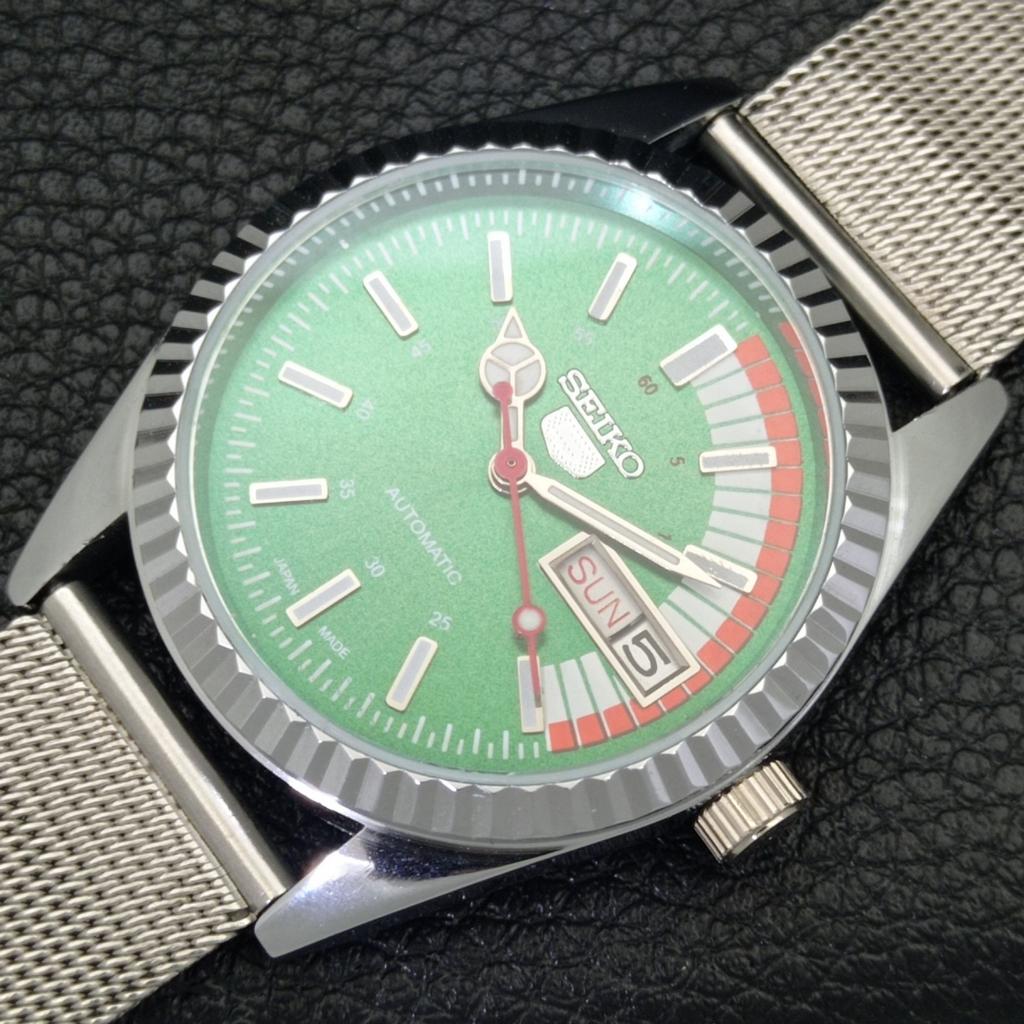 SEIKO 5 AUTOMATIC VINTAGE REFURBISHED 6309A JAPAN MENS GREEN WATCH a440800-4
