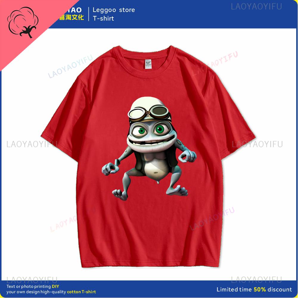 Футболка Crazy Frog Футболка Crazy Frog Хлопковая Футболка с принтом Короткий рукав Повседневная Мужская Милая Футболка Хип-хоп Харадзюку Стритвир