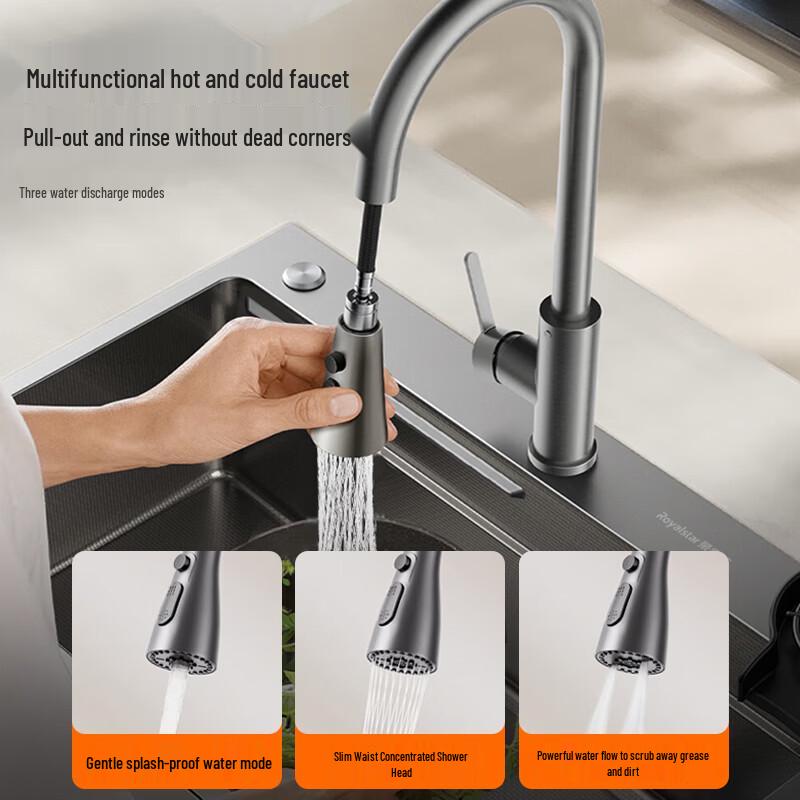 Royalstar 304 SS Embossed Single Bowl Kitchen Sink with Faucet