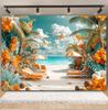 Summer Beach Backdrop Hawaii Tropical Seaside Sunshine Blue Sky Palm Tree Baby Birthday Holiday Party Photography Background