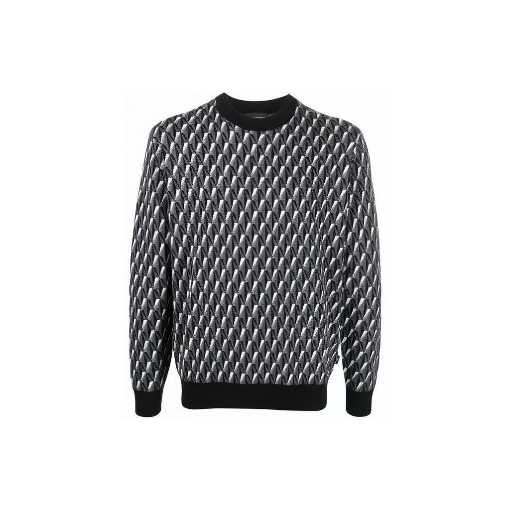 Emporio Armani FW22 Геометрический узор Логотип Вязаный Лонгслив Пуловер Толстовка Мужская толстовка Черный 6L1MXX-1MCQZ-F633