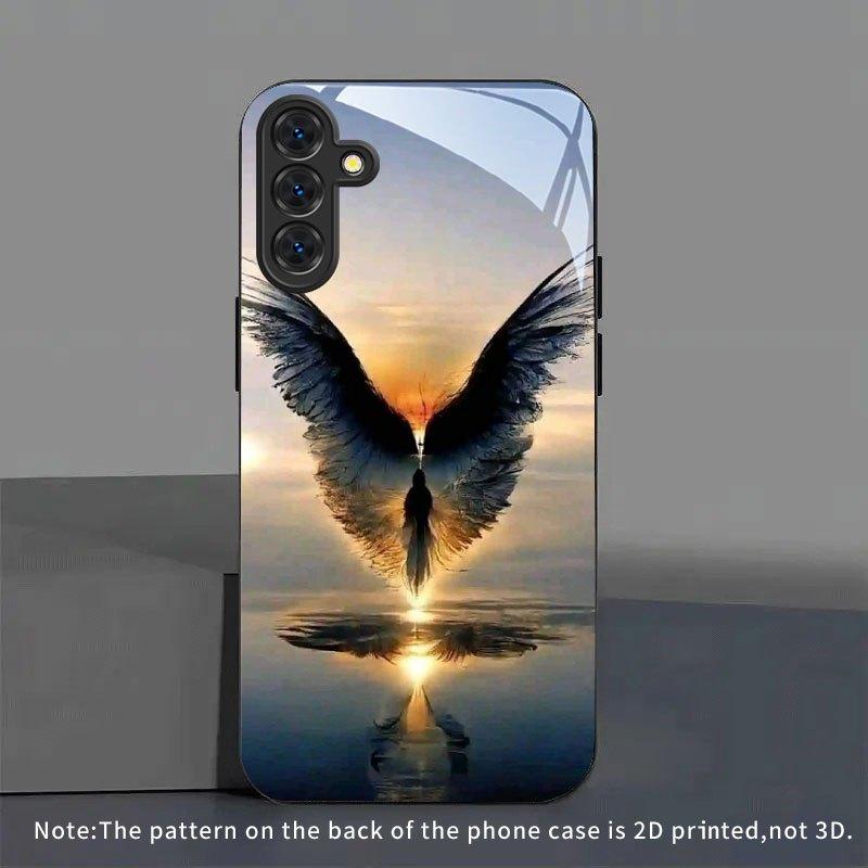 Стеклянный чехол для телефона 'Крыло Ангела на Рассвете' Подходит для Samsung Galaxy S26 S25 S24 S23 S22 S20 FE/Ultra/Plus Ударопрочный и пылезащитный
