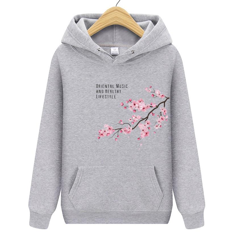 Мужская и женская толстовка с капюшоном из флиса с принтом «Цветок сливы» на осень, уличная одежда, пуловер