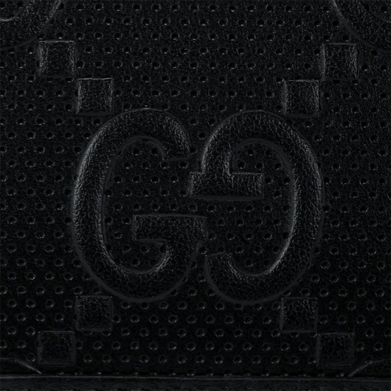 Gucci Кожаная сумка через плечо с тисненым логотипом-монограммой Унисекс Черный 625571-1W3AN-1000