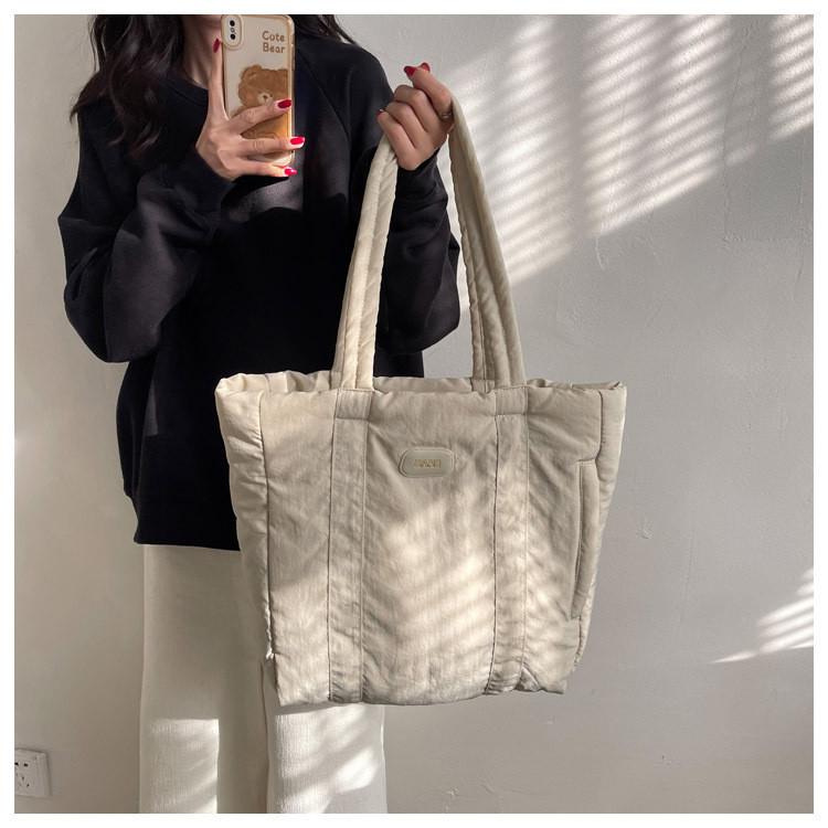 IELGY Soft Waxy Cloth Bag, Student Shoulder Bag for Class, Large-capacity Commuter Handbag, Nylon Cloth Tote Bag.