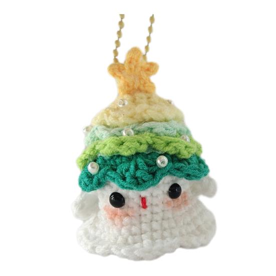 Хэллоуин Крючком Призрак Орнамент Милый Ручной Работы Вязаный Лягушка/Кот/Паук/Клубника Призрак Подвесное Украшение для Зеркала Заднего Вида Автомобиля