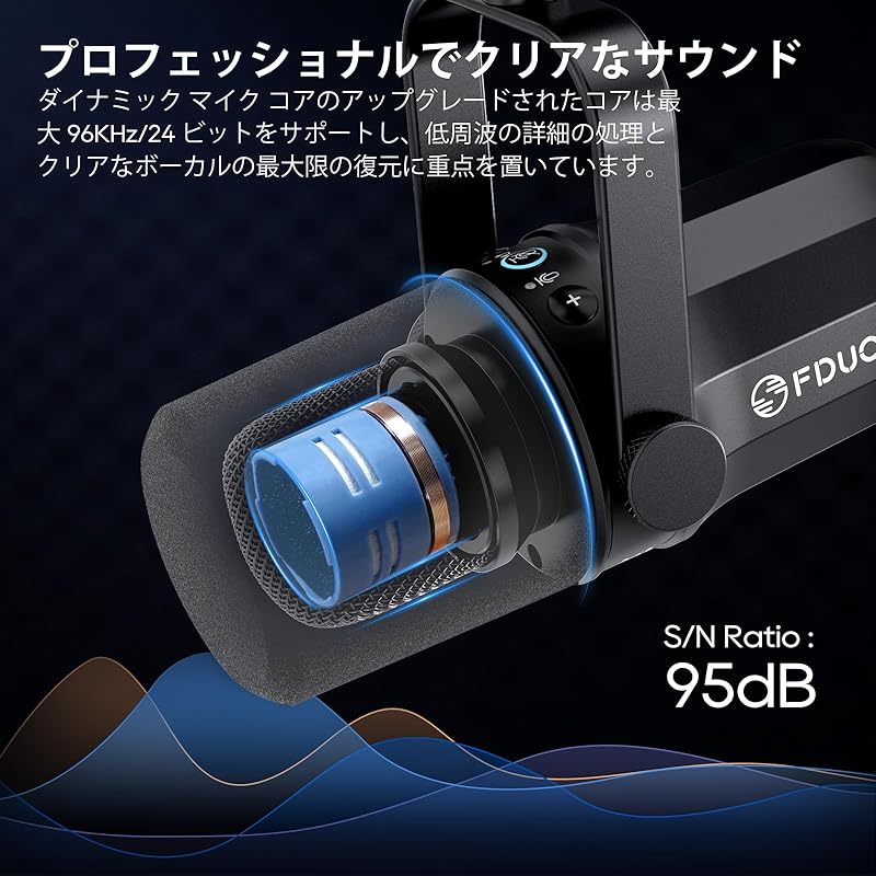 Динамический микрофон FDUCE SL40 USB/XLR Встроенный выход для наушников, светодиод для подкастинга, игр, прямых трансляций и записи Кнопка отключения звука, полностью металлический,