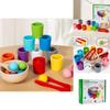 Wooden Montessori Color Sorting Cups Educational Toy For Childrens Cognitive Development