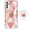 Silicone Case for Samsung Galaxy A13 5G - A04s Pink Marble With Ring Stand