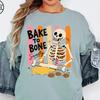 Comfort Colors® Bake To Bone Sweetly Shirt, Retro Skeleton Tee, Cookie Baker T-Shirt, Halloween Gift, Funny Kitchen Tshirt, Fall Baking Tee