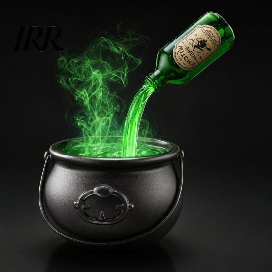Halloween Party Decor Witch Cauldron, Large Plastic Black Bucket with Floating Potion Bottle, Durable Decoration Spooky Soup Pot for Home Porch,