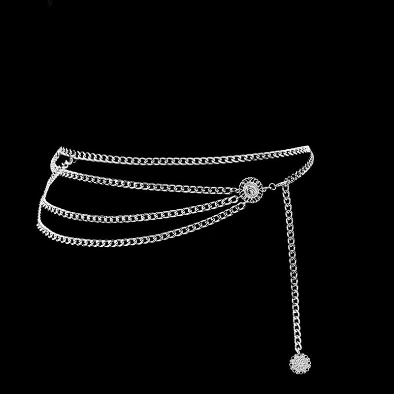 Элегантный круглый металлический пояс для женщин ретро золото серебро резной ажурный пояс модное платье украшение