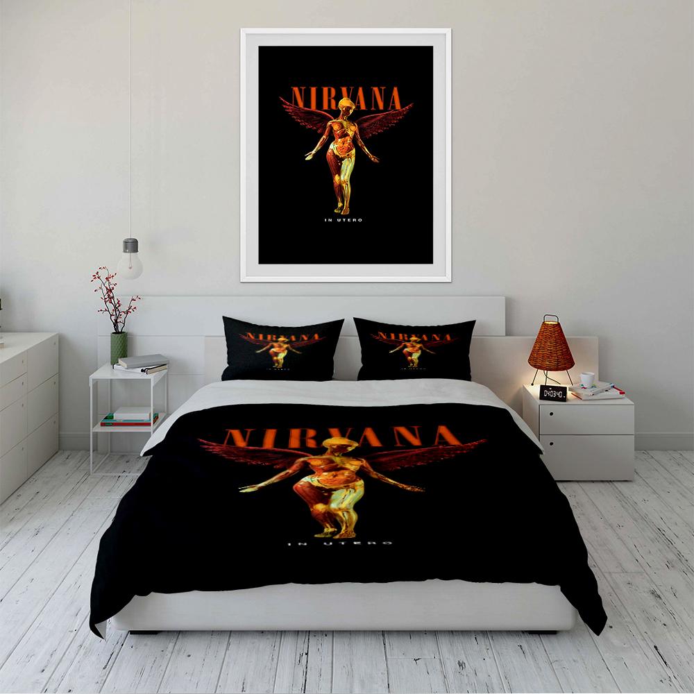 Nirvana In Utero Angel Black Bedding Set Bedding set (1 duvet cover, 2 pillowcases, duvet not included)