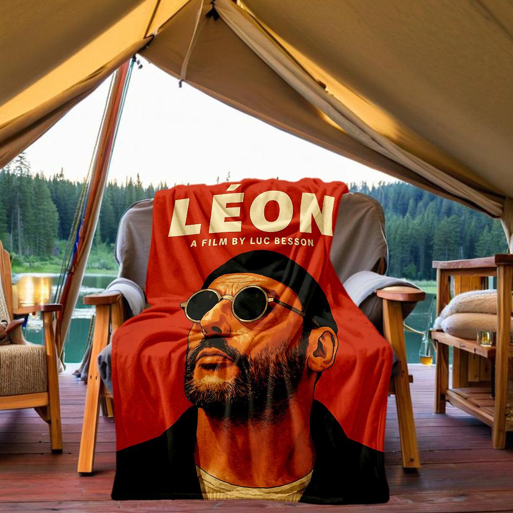 1pc The Professional Léon Outdoor Blanket Lightweight Flannel, Soft & Warm, All-Season Use for Sofa, Outdoor, Camping, Living Room, Office031