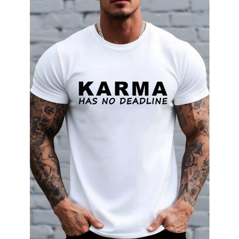 Мужская футболка KARMA европейского размера - Однотонная, с коротким рукавом, круглым вырезом, повседневная, с принтом-буквой, дышащая ...
