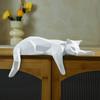White Black Cat Statue - Geometric Modern Room Decor Figurine Sculpture for Home Office As Table Shelf Desk Decor Lying Cat