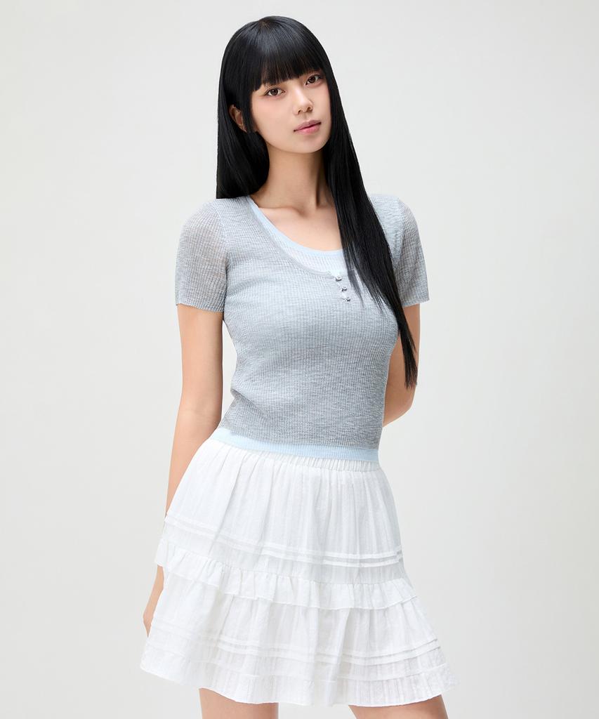 MIXXO Layered Short Sleeve Knit_Miwkag614T