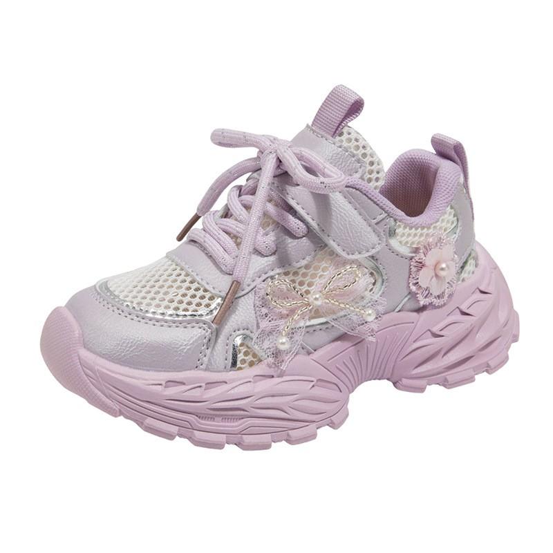 Girls Running Shoes Breathable Mesh Sneakers Kids Lightweight Casual Dad Outdoor Activity Footwear