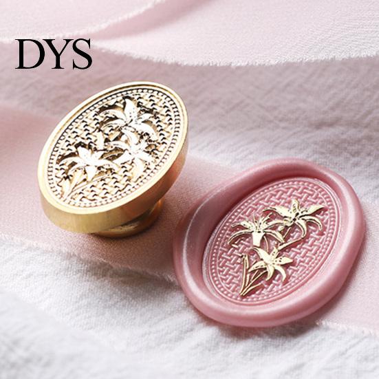 Miniature Seal Stamp Head Lily Floral Brass Wax Head, Cute Plant Themed Engraved Botanical Sealing for Journal Card Gift Wrapping Wedding Invitation