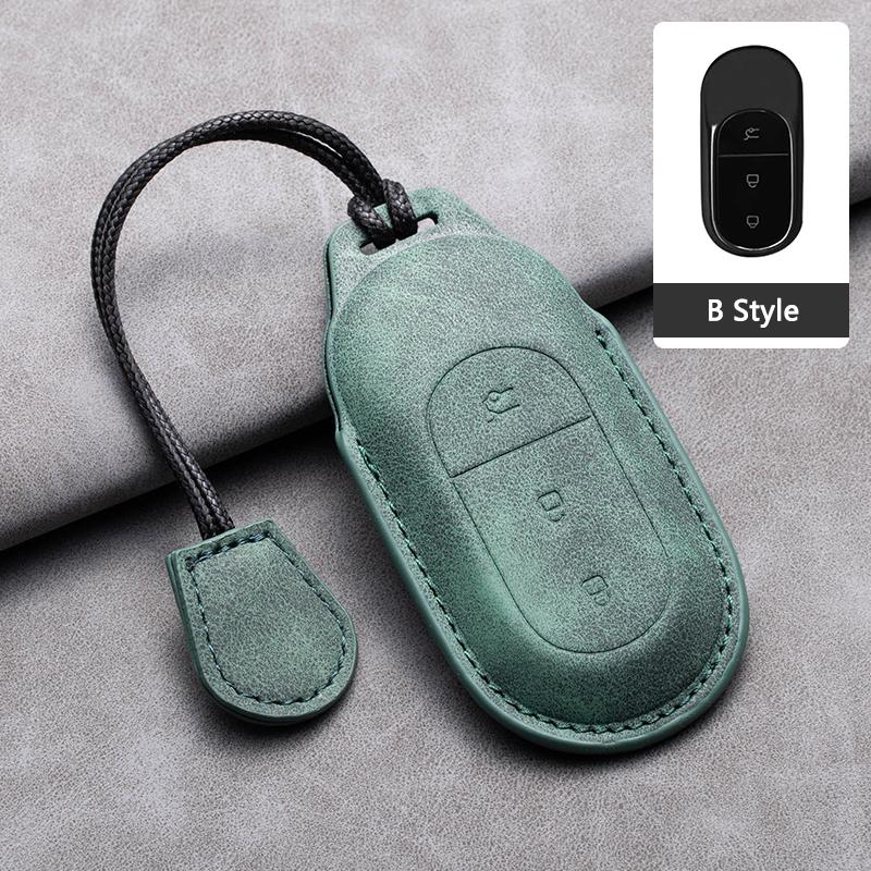 Suede Leather Car Smart Key Fob Case For Leapmotor T03 S01 C11 C01 Type Key Cover Shell Holder Keychain Car Styling Accessories