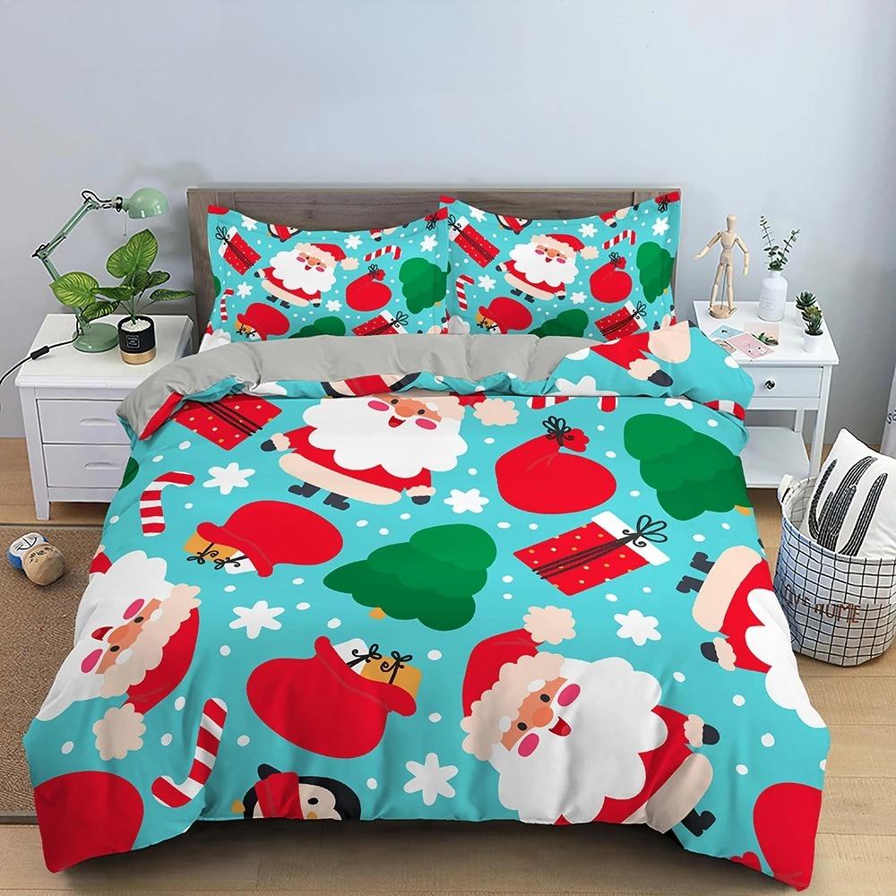 3D Рождеством белый комплект постельного белья Рождественский комплект пододеяльников/пододеяльников полиэстеровое одеяло King Queen полный двойной красный бант бежевый