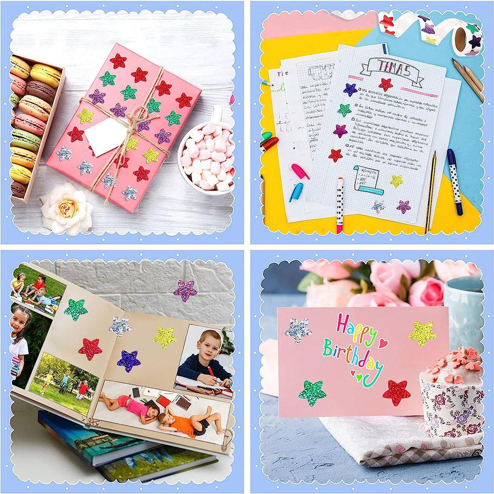 500 шт./рулон блестящие лазерные наклейки-звезды 1,0 дюйма/2,5 см сделай сам ежедневное расписание префект для детей школьников награды, праздничная печать