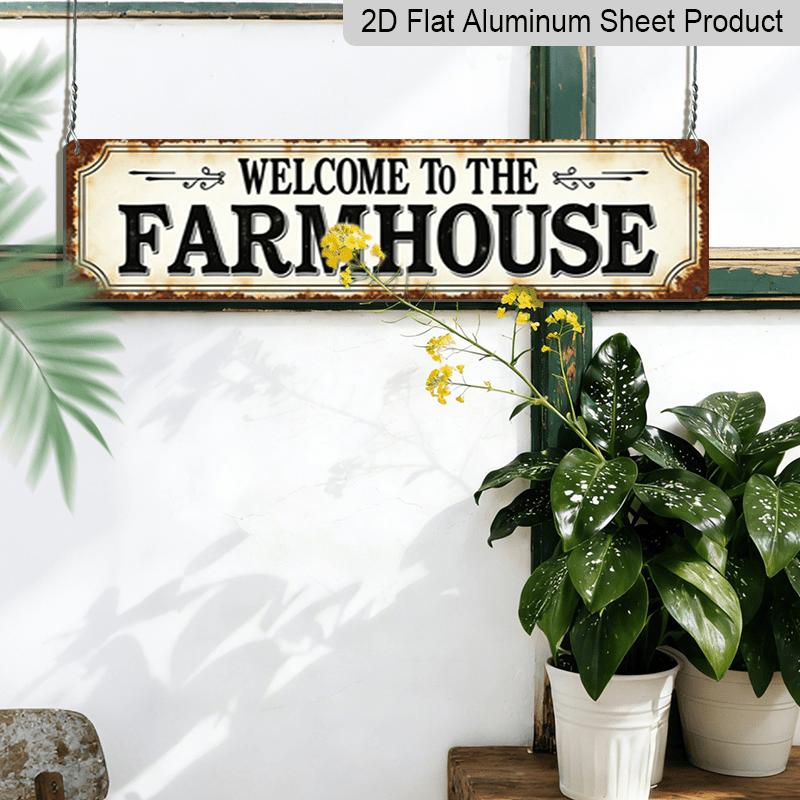 2D Flat 1pc, 15.7×3.94inch Classic Metal Farmhouse Sign, Aluminum Decorative Sign, Rustic Wall Decoration for Country Homes, Versatile Use