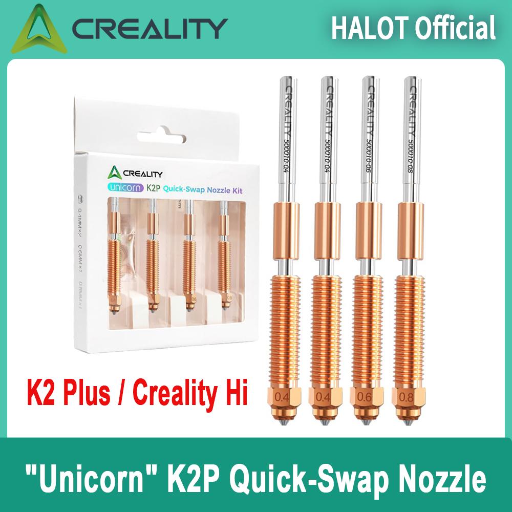 Creality 'Unicorn' K2 Plus Quick-Swap Nozzle Kit 0.4mm/0.6mm/0.8mm All-metal Integrated Nozzle for Creality K2/K2 Pro 3D Printer