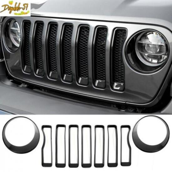 Передняя решетка и накладка на фару Fit For Jeep Wrangler JL 2018-