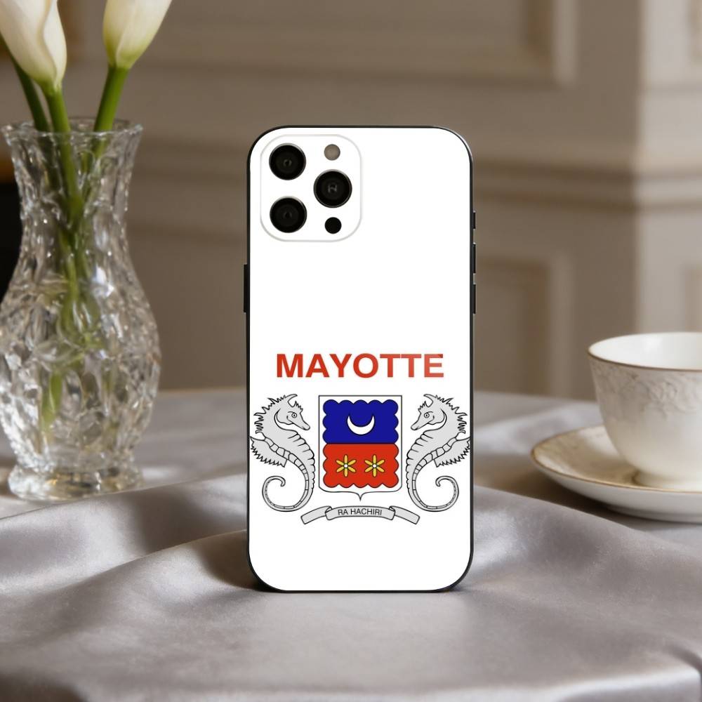 N-Nation F-Fllag Mayotte Phone Case For iPhone 17,16,15,14,13,12,11 Plus,Pro Max,XS,Soft Silicone Black Cover