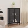 VidaXL Black Buffet 75x35x105 Cm Steel and Glass