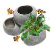 Heizi Горшок для аквариумных растений с грунтом и песком, Каменный объект для аквариума, для киллифиш и тропических рыб (3-отверстия Большой)
