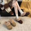 Ретро бархатные полусапоги на толстой подошве увеличивающие рост Birkenstocks 2025 осень-зима новые ленивые носят пушистые шлепанцы на одну ногу