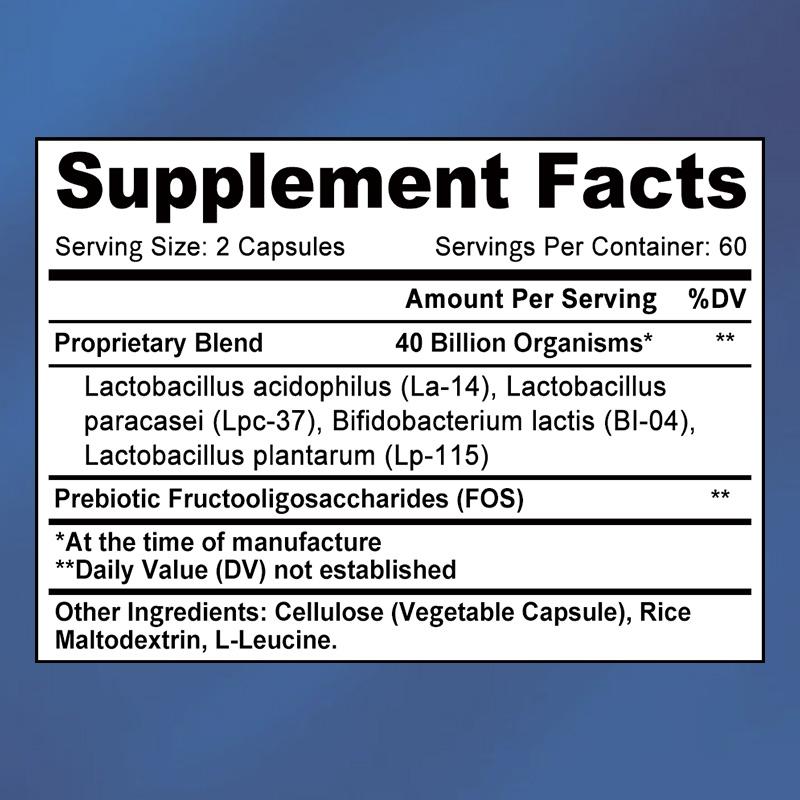 High-efficiency probiotic capsules, 40 billion CFU, 120 capsules