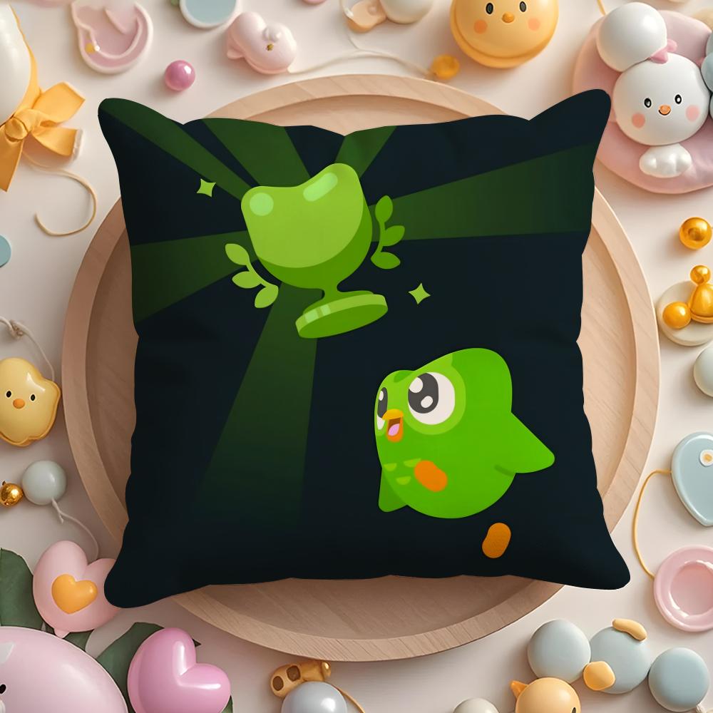 Cute D-Duolingos Pillow Case Short Plush Double-Sided Printing Home Machine Washable In Warm Winter Cushion Cover