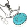 Necklace Tibetan Turquoise Gemstone Handmade Antique Silver Jewelry 1.5"