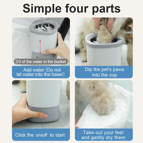 Automatic Dog Paw Cleaner USB Rechargeable Dog Paw Washing Cup Silicone Muddy Foot Cleaning Machine for Small Medium Large Cats Dogs