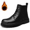 Genuine Leather Men's High-Top Leather Boots Breathable Worker Boot Calf Leather Shoes Black Motorcycle Autumn Men's Shoes Mid-Top Boots