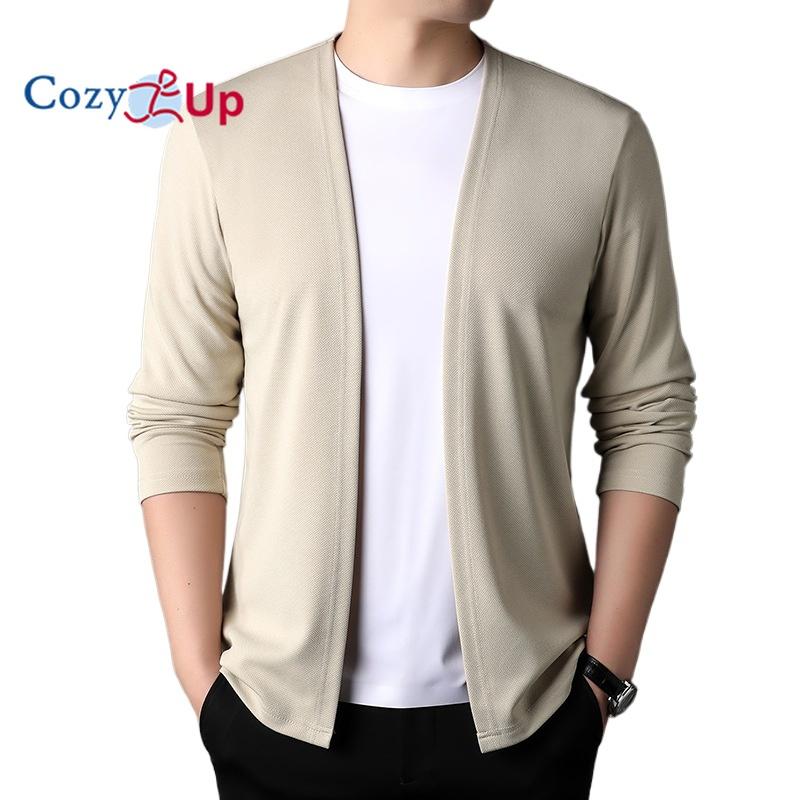 New Slim Fit Cardigan for Men, Thin Spring and Autumn Outerwear, Long Sleeve Casual Trendy Versatile Pure Color Slim Fit Autumn