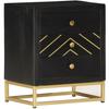 VidaXL Bedside Table Black and Gold 40x30x50cm Solid Mango Wood