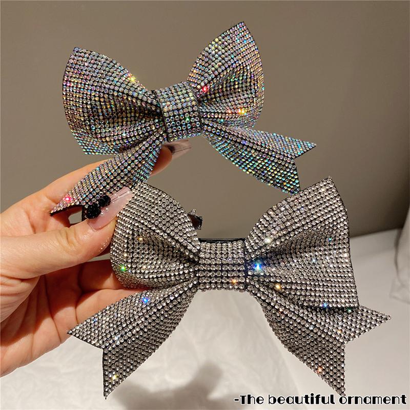 Sparkling Bowknot Crystal Hairpins For Women Luxury Full Rhinestones Hair Clip Wedding Hair Accessories Birthday Jewelry Gifts