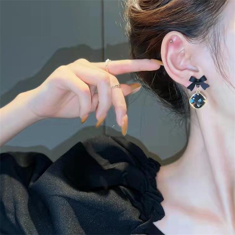 Fashion Black Bow Dangle Earrings for Women's Earrings Jewelry Girl Gift Brincos