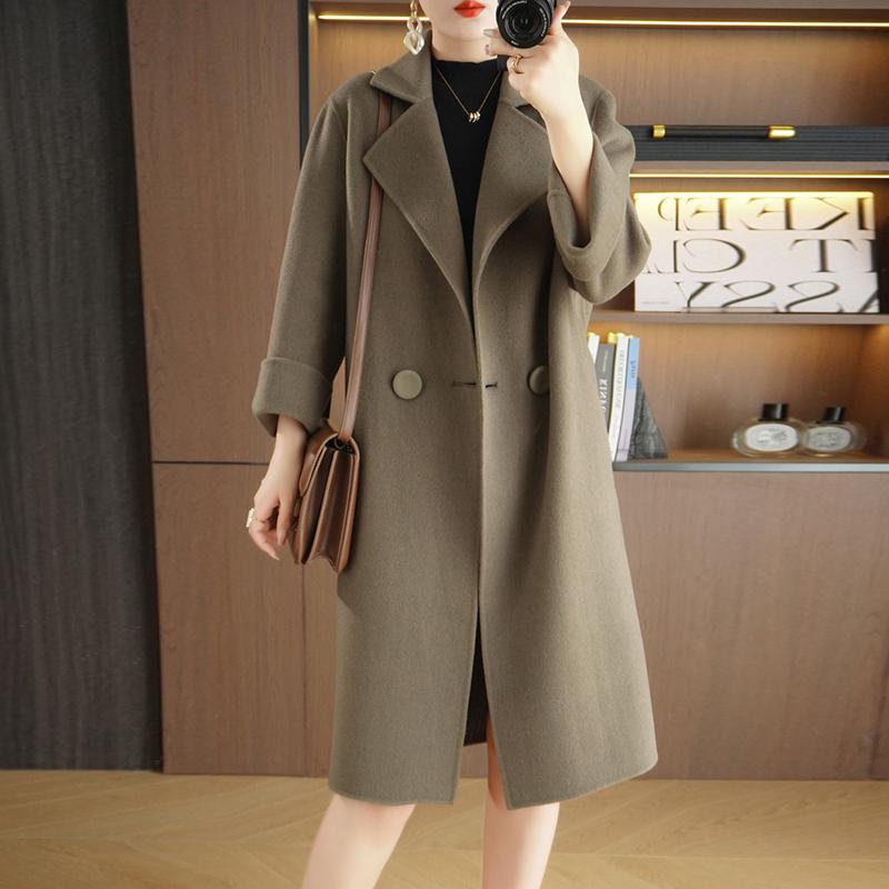 Женское пальто из 100% шерсти TIDENOVEL Осеннее шерстяное длинное пальто Ручной работы Пальто-бушлат Зимняя теплая шерстяная длинная куртка Пальто