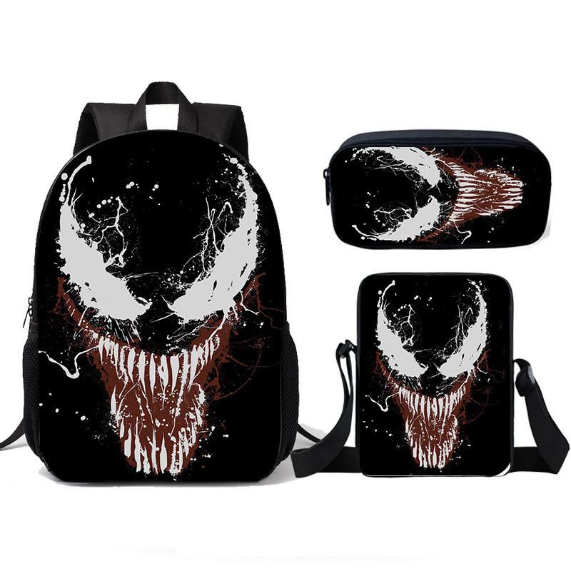 Школьный рюкзак, сумка для ланча, пенал Venom для детей, набор из трех предметов для детей