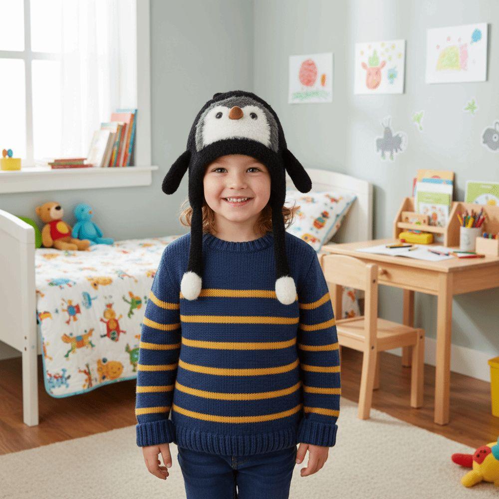 Windproof Cartoon Penguin Balaclava Hat Breathable Ear Protection Cap  Outdoor Activities