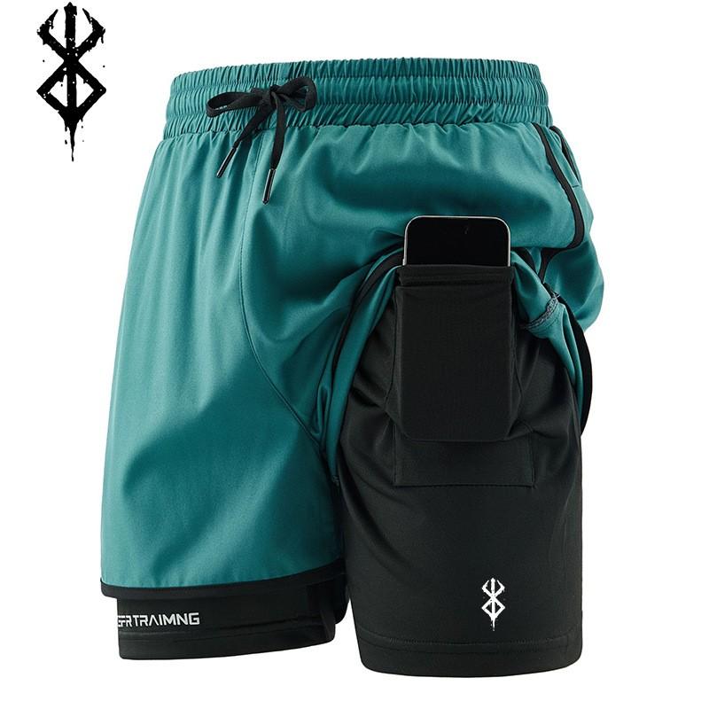 Men Summer Shorts Running Sports 2 in 1 Quick Dry Workout Training Gym Fitness Jogging Shorts Pants