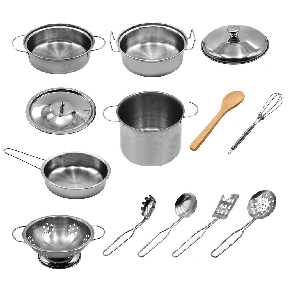 Kids Cooking and Baking Set 18 PCS with Chef Hat Apron Oven Mitt Pan Soup Pot Spoon Shovel Kitchen