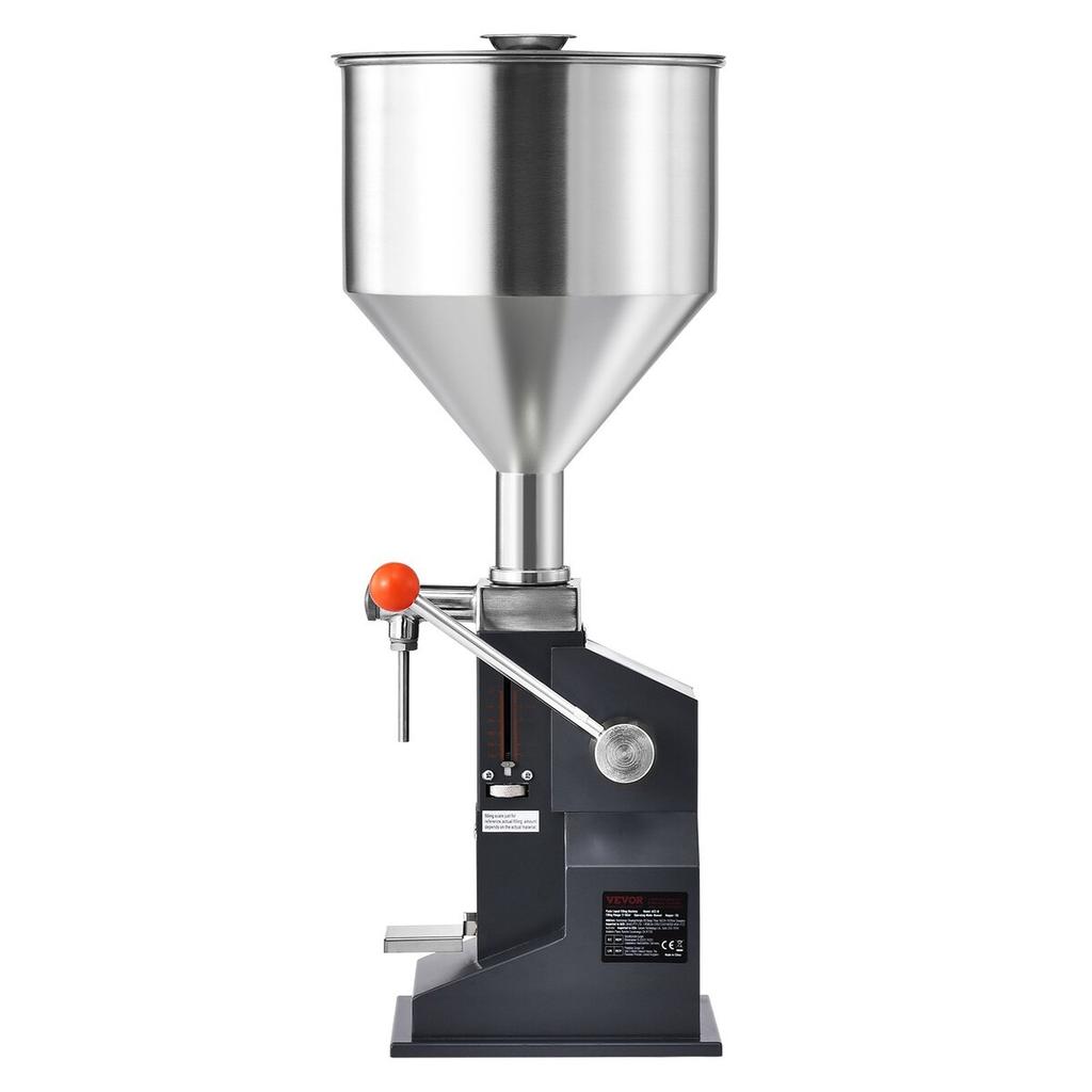 Manual Paste Liquid Filling Machine, 5-50ml Bottle Filler, Adjustable Bottle Filling Machine, Stainless Steel Liquid Filler with Hopper for Milk Water