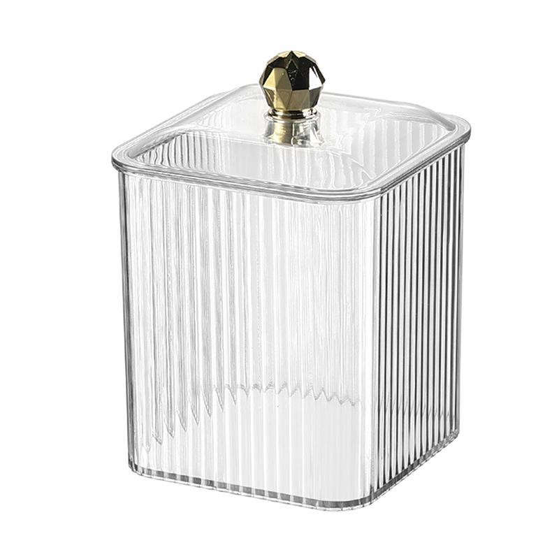 Transparent Cotton Swab Storage Box Makeup Organizer Storage Box Cotton Swab Cosmetic Box Bathroom Storage Jar Container